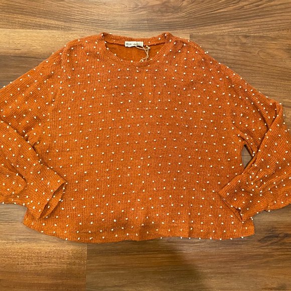 New In Tops - New In Rust Colored Dot Top Size Large NWT